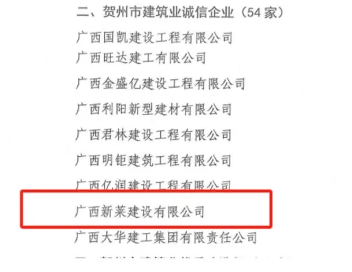 喜报|广西新莱建设有限公司荣获贺州市建筑业先进单位与诚信企业双项殊荣(图4)